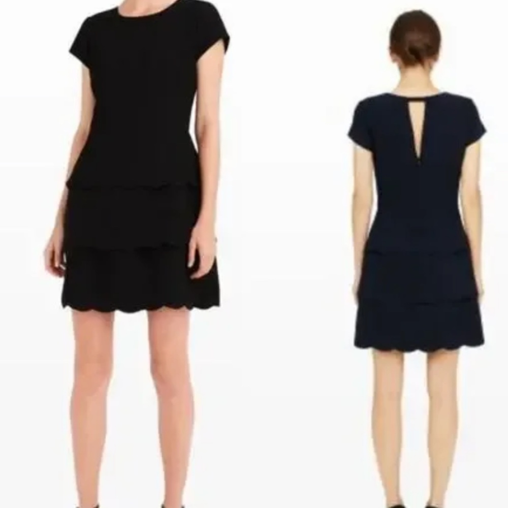 Club Monaco Black Colby mini Cocktail Dress with scalloped bottom Size 0